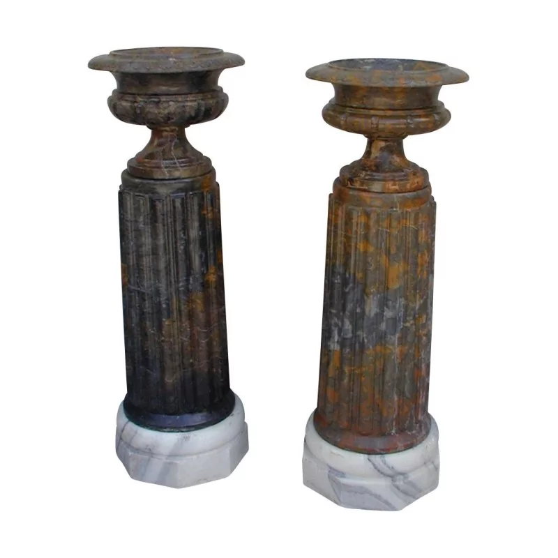 对带有黄色和棕色大理石花瓶的柱子，装饰有…… - Moinat - VE2020/1vendu