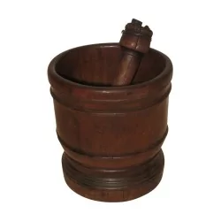 Old wooden mortar. 20th century