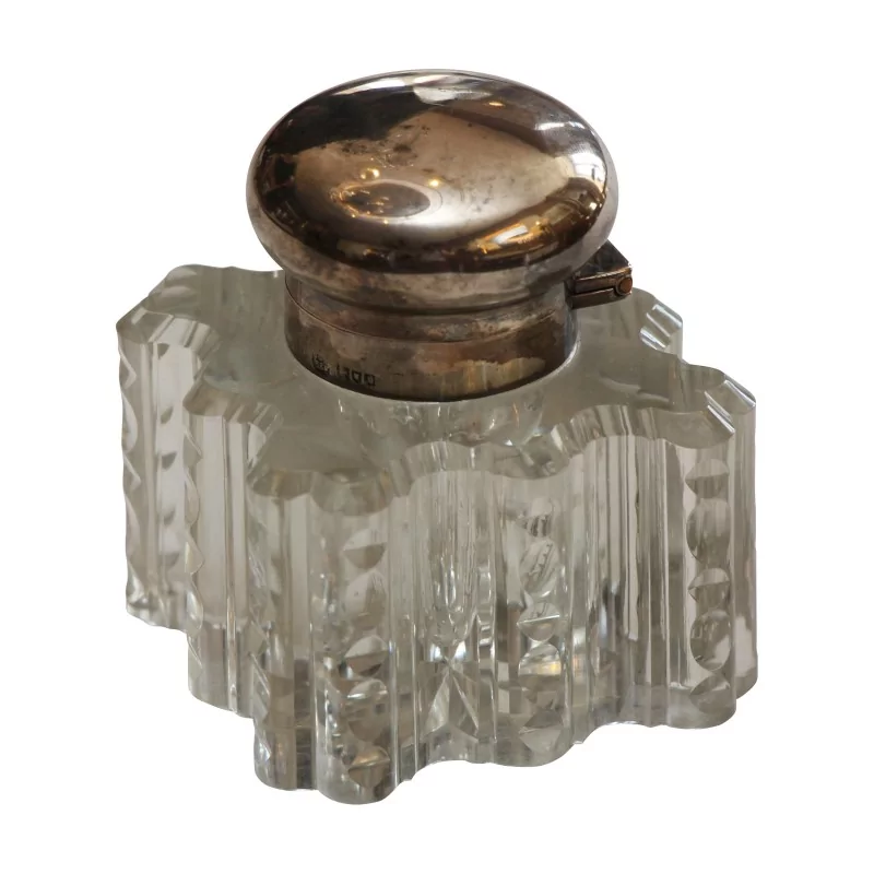 Encrier en cristal et bouchon en argent. 19ème siècle. - Moinat - Accessoires intérieurs