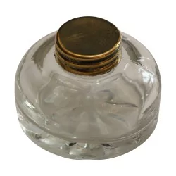 Kristall-Tintenfass mit Messingstopfen. 19. Jahrhundert.