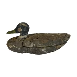 Canard colvert “Appelant” en bois peint. Fin 19ème siècle.