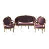 Salon Louis XVI en bois doré avec 1 canapé et 4 fauteuils - Moinat - Ensembles