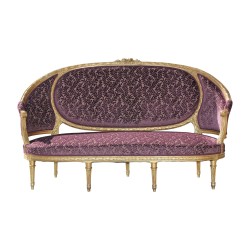 Salon Louis XVI en bois doré avec 1 canapé et 4 fauteuils