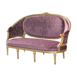 Salon Louis XVI en bois doré avec 1 canapé et 4 fauteuils