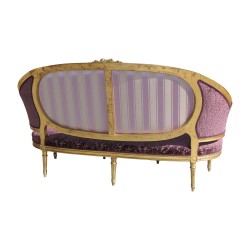 Salon Louis XVI en bois doré avec 1 canapé et 4 fauteuils