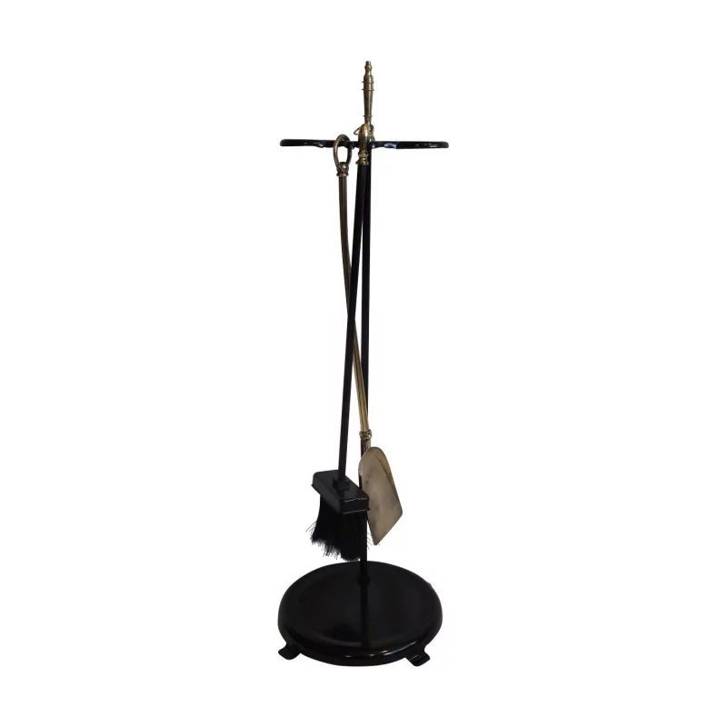 Set of black fireplace tools, with 1 shovel and 1 broom. - Moinat - Fireplace accessories