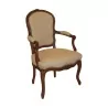 Fauteuil cabriolet Louis XV en noyer, recouvert de tissu … - Moinat - Fauteuils