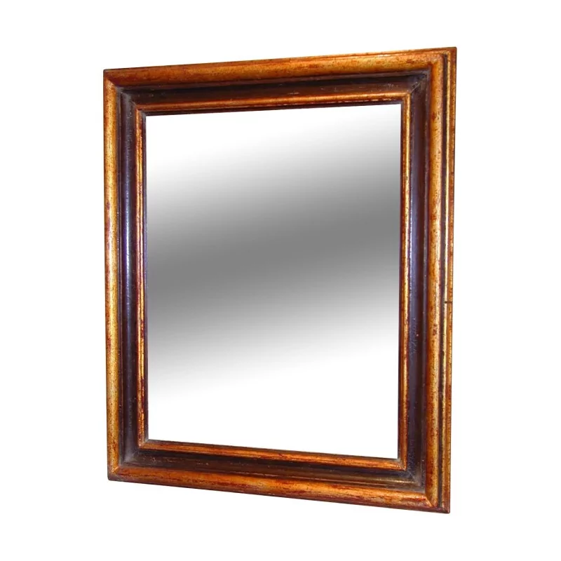Miroir, cadre en bois mouluré peint bordeaux et dorée. 20ème - Moinat - Glaces, Miroirs