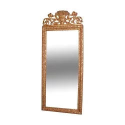 Louis XIV mirror in gilded wood with pediment. France, 18th …