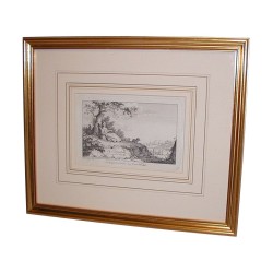 Série de 8 gravures sous verre noir-blanc, Aberli,