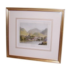 6 Petites gravures sous verre, scènes romantiques, coloriées,