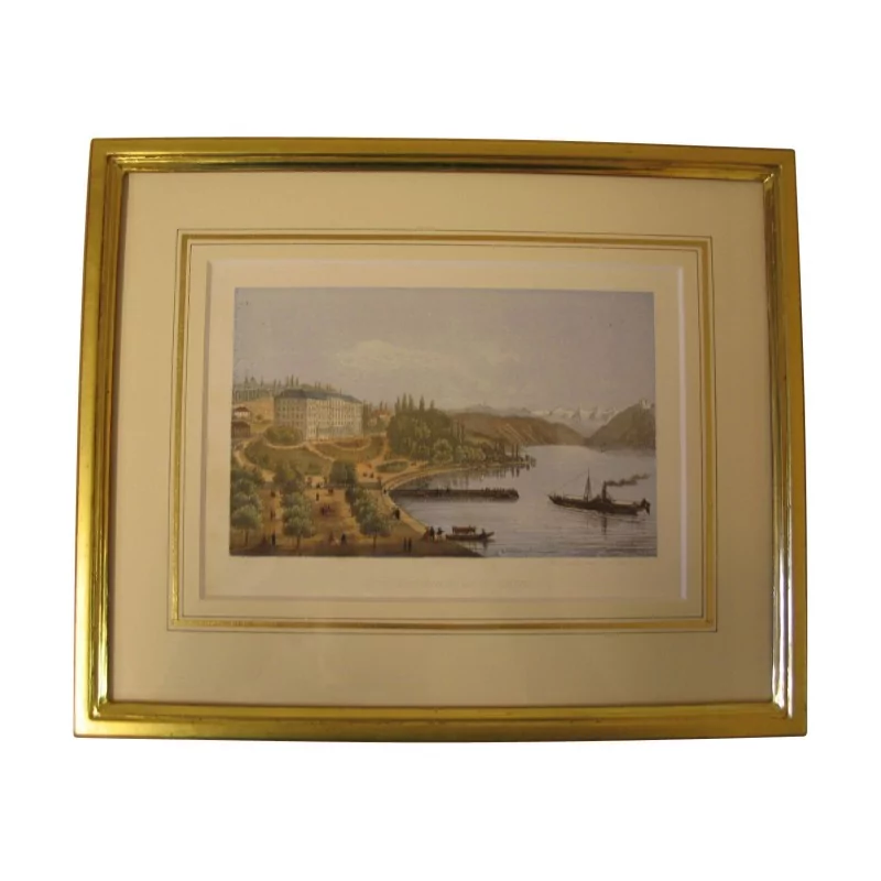 Engraving “Hotel Beau-Rivage Lac de Genève”. Period 19th … - Moinat - Prints, Reproductions