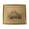 Lithographie au trait sous verre “Mont”. Suisse, fin 19ème … - Moinat - Gravures