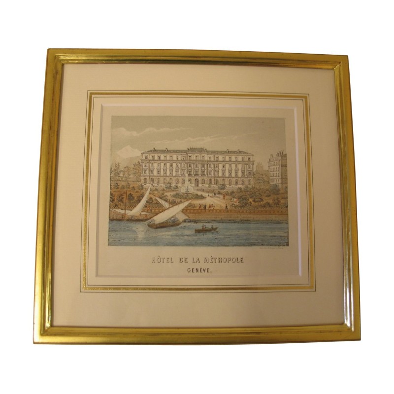 Lithographie sous verre "Hôtel de la Métropole - Moinat - Gravures