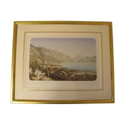 “Montreux” color lithograph, by Cuvillier. Swiss, …