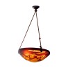 Lustre avec coupe de Daum beige et rouge, avec verre taillé, - Moinat - Lustres, Plafonniers