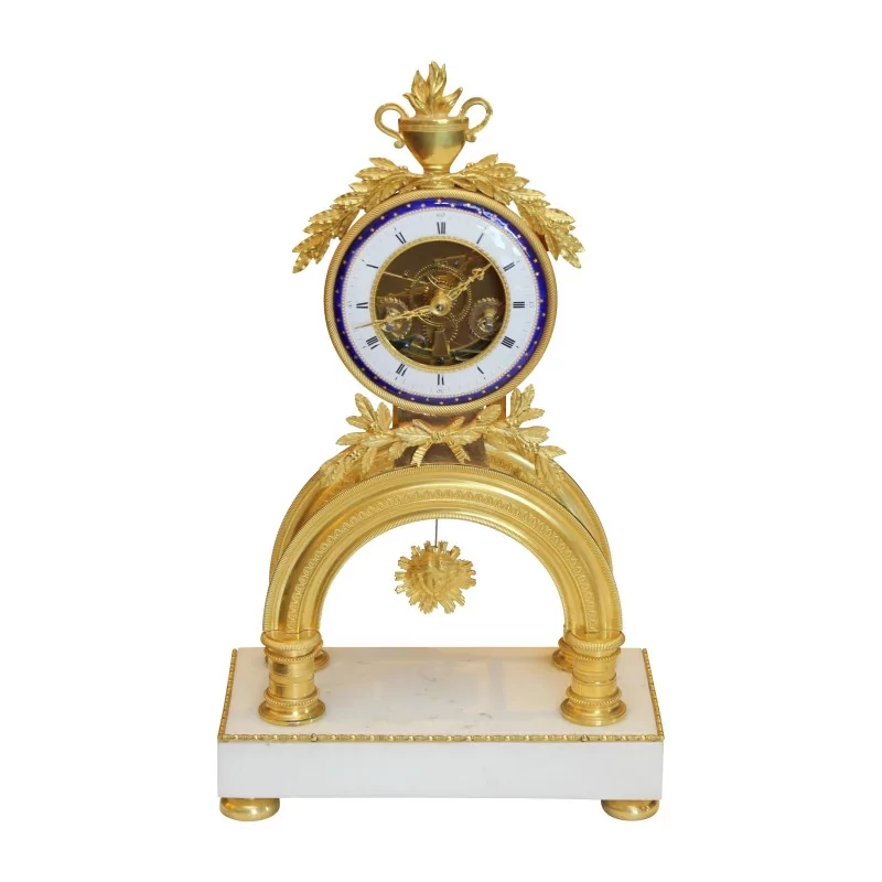 Directoire-Uhr in Bronze, emailliertes Zifferblatt mit Sockel in … - Moinat - Uhren