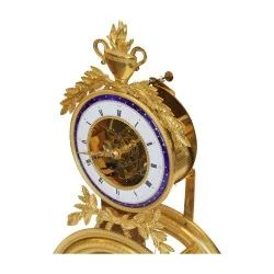 Directoire-Uhr in Bronze, emailliertes Zifferblatt mit Sockel in …