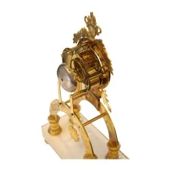 Directoire-Uhr in Bronze, emailliertes Zifferblatt mit Sockel in …