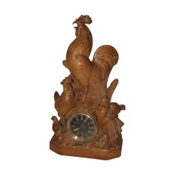 Pendule de Brienz “Coq” en bois sculpté. 19ème siècle.