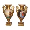 Pair of Sèvres Empire vases, gilded with painted decoration. France … - Moinat - VE2020/1vendu