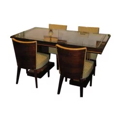 Art-Deco-Esszimmer mit Intarsien aus Palisander, darunter 1