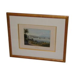 Lithographie unter Glas „Ansicht von Köln“ mit Holzstab