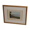 Lithograph under glass “View of Cologny” with wooden stick - Moinat - BrocnRoll