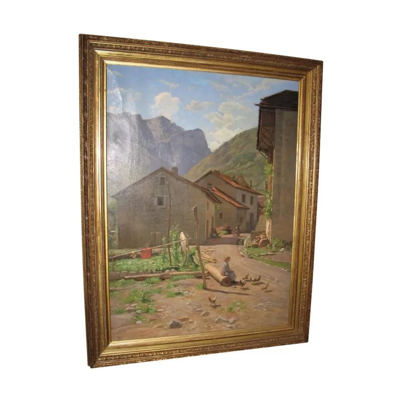 Tableau, huile sur toile, "Vallée Savoyarde", signé François - Moinat - Tableaux - Paysage Tableau, huile sur toile, "Vallée Savoyarde", signé François - Moinat - Tableaux - Paysage