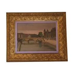 Картина маслом на холсте «Париж - Сена», подписанная Шарлем…