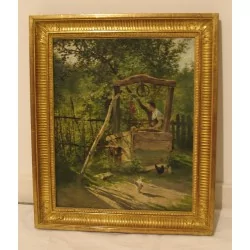 油画，布面油画“井边的农民”，署名 François ......