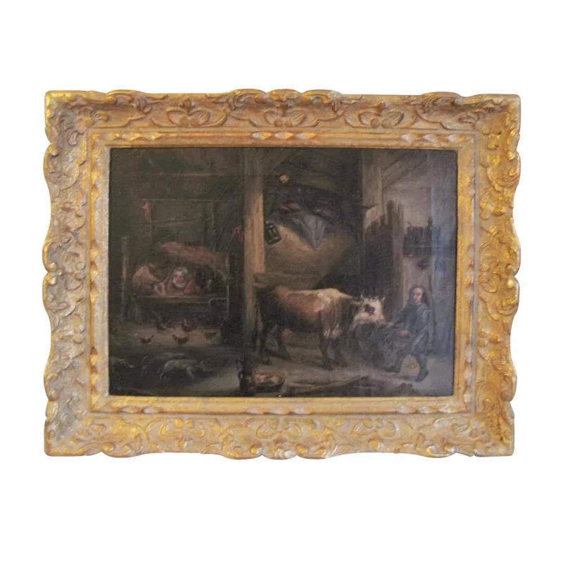 Tableau, huile sur toile “L'étable”, non signé. France, 19ème … - Moinat - Tableaux - Divers Tableau, huile sur toile “L'étable”, non signé. France, 19ème … - Moinat - Tableaux - Divers