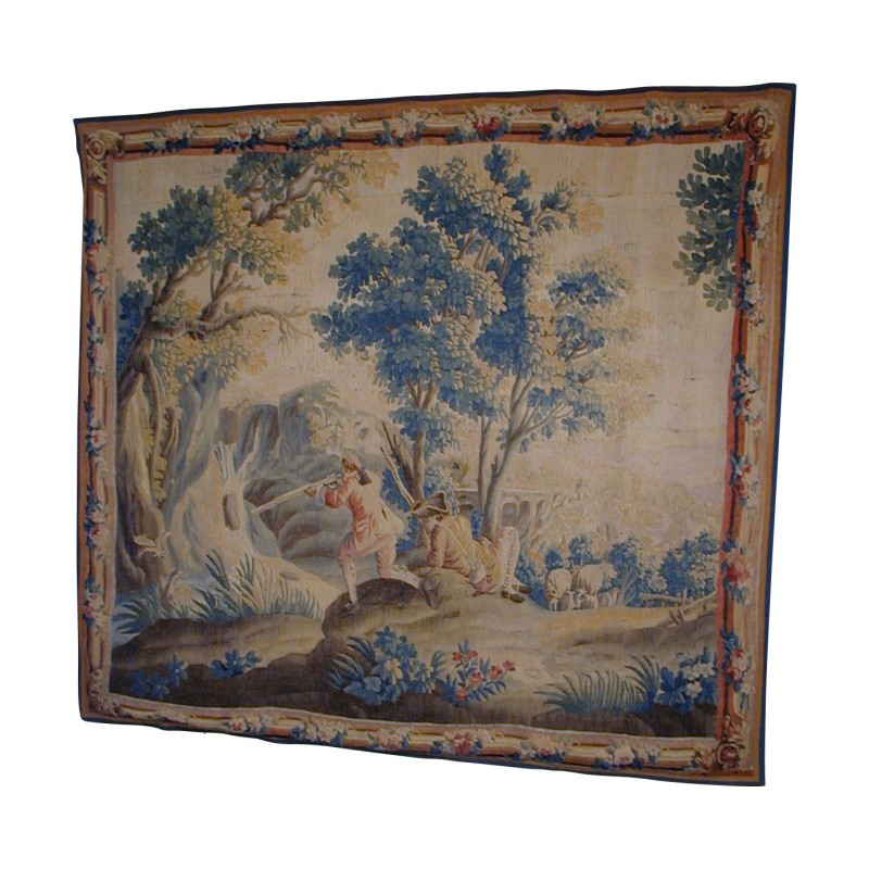 Tapisserie Aubusson "scène de chasse". France, 18ème. - Moinat - Tapis Tapisserie Aubusson "scène de chasse". France, 18ème. - Moinat - Tapis