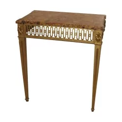 个路易十六时期的镀金木控制台，镂空腰带，大理石……
