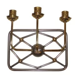 Wall lamp 3 lights in brass and wrought iron.