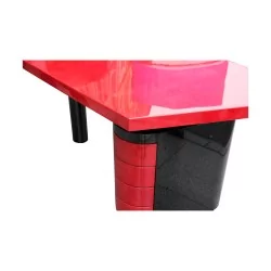 Bureau style contemporain, en peau de chèvre rouge vernis et