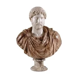 Bust of a Roman Emperor in marble.
