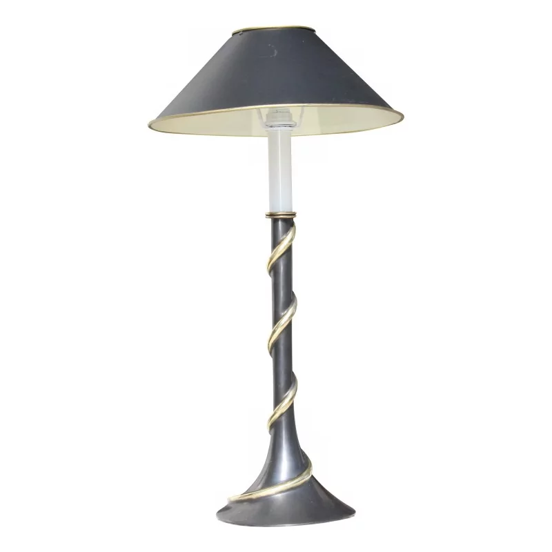 Une lampe en bronze patiné canon de fusil - Moinat - Lampes de table