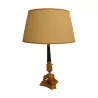 chiseled bronze lamp with pleated taffeta shade. - Moinat - Table lamps