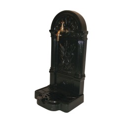 Cast aluminum fountain painted green.