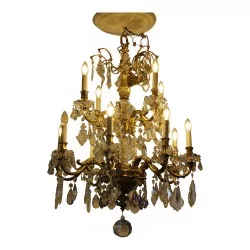 Louis XIV \"Mazarin\" bronze chandelier in richly chiseled bronze