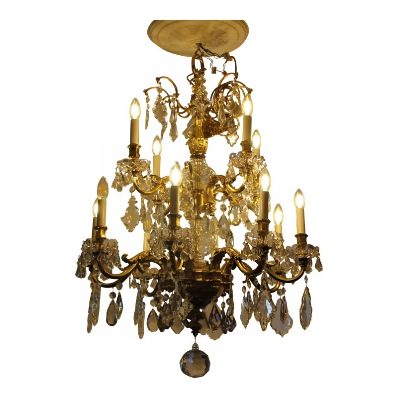 Louis XIV \"Mazarin\" bronze chandelier in richly chiseled bronze - Moinat - Chandeliers, Ceiling lamps