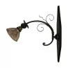 wrought iron wall lamp with glass and wooden support. Era … - Moinat - Wall lights, Sconces