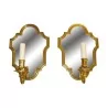 Pair of mirror sconces 1 lights in gilded bronze. - Moinat - Wall lights, Sconces