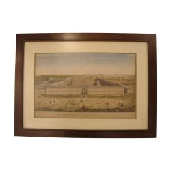 Colored engraving with a general view of Mont-Serra in