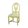 Chaise en bois sculpté peint blanc antique, recouverte de … - Moinat - Chaises