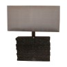 Lampe en cristal noir avec abat-jour en soie argenté. - Moinat - Lampes de table