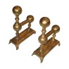 Pair of brass ball andirons. Period 19th century. - Moinat - Firedogs, Andirons