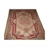 Tapis Needlepoint rose et vert, avec motif floral - Moinat - Tapis