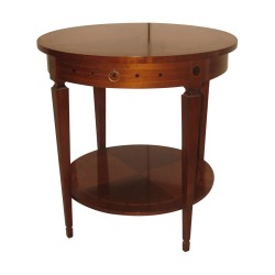 круглый стол Directoire из инкрустированного вишневого дерева с 1 выдвижным ящиком.